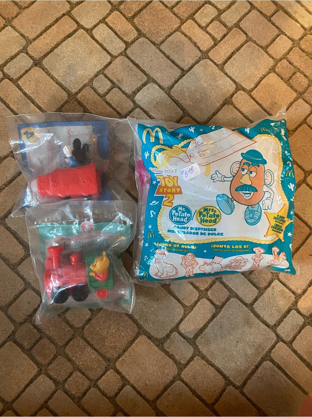 Disney Toy Story 2 McDonald's Mr. Potato Head Toy Set w Red Train Pooh & mickey